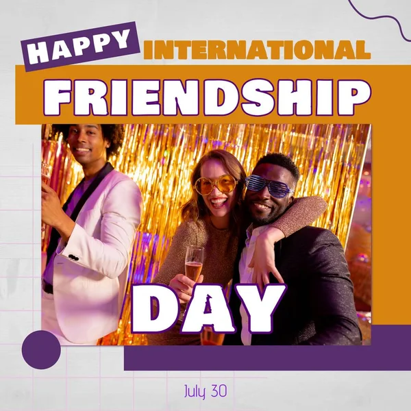 Composition International Friendship Day Text Diverse Friends Party International Friendship — Stock Photo, Image