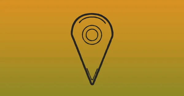 Image Map Pin Icon Yellow Gradient Background Digitally Generated Hologram — Stock Photo, Image