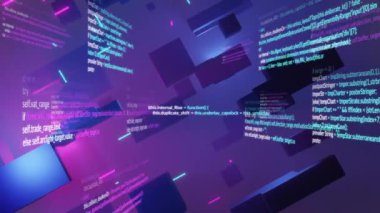 Şebeke ve karanlık arkaplan üzerinde ai veri işleme animasyonu. Küresel yapay zeka, dijital arayüz, hesaplama ve veri işleme kavramı dijital olarak oluşturuldu.