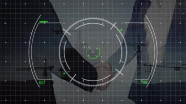 Noktalar ve şebeke üzerindeki dairelerin canlandırılması girişimcilerin orta kesimine karşı. Dijital bileşik, çoklu pozlama, şekil, üç boyutlu, anlaşma, soyut ve iş konsepti.