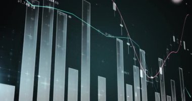 Soyut arkaplan üzerinde numaralar bulunan çoklu grafiklerin canlandırılması. Dijital olarak üretilmiş, hologram, illüstrasyon, rakamlar, aydınlanma, rapor ve iş konsepti.