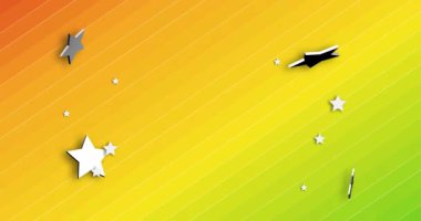Renkli arka planda beyaz yıldızların canlandırılması. İletişim, veri işleme, yaratıcılık ve dijital arayüz arka plan kavramı dijital olarak oluşturuldu.