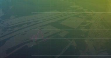 Modern binaların havadan görüntüsü üzerinde değişen sayılarla birden fazla grafiğin animasyonu. Dijital bileşik, çoklu pozlama, rapor, iş, büyüme ve mimari kavram.