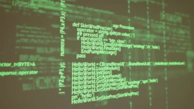 Gri arkaplan ile veri işleme arayüzünün animasyonu. Bilgisayar arayüzü ve iş veri teknolojisi kavramı