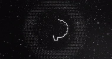 Şebeke ve karanlık arkaplan üzerinde ai veri işleme animasyonu. Küresel yapay zeka, dijital arayüz, hesaplama ve veri işleme kavramı dijital olarak oluşturuldu.