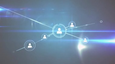 Cilt parlamaları üzerinden soyut arkaplan üzerine çizgilerle bağlı simgelerin canlandırılması. Dijital olarak üretilmiş, hologram, illüstrasyon, iletişim, aydınlanma ve teknoloji kavramı.