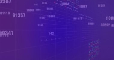 Birden fazla grafik ve mavi arkaplan üzerinde rakamları değiştirme animasyonu. Dijital olarak üretilen, hologram, illüstrasyon, büyüme, rapor, iş ve borsa kavramı.