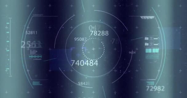 Animering Glitch Teknik Över Cirklar Grafer Laddningsstänger Och Dna Helix — Stockvideo