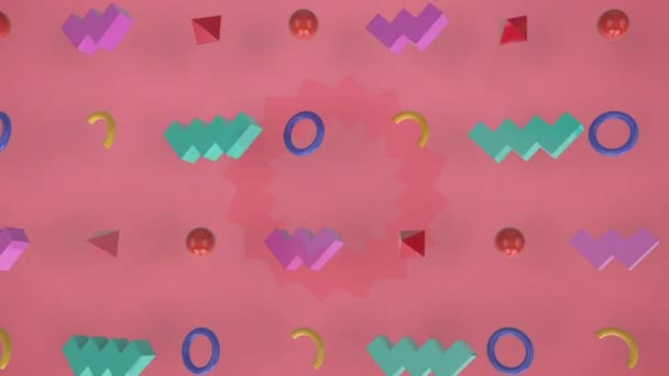 Animation Geometrischer Formen Und Isomerischer Rätsel Vor Abstraktem Hintergrund Digital — Stockvideo