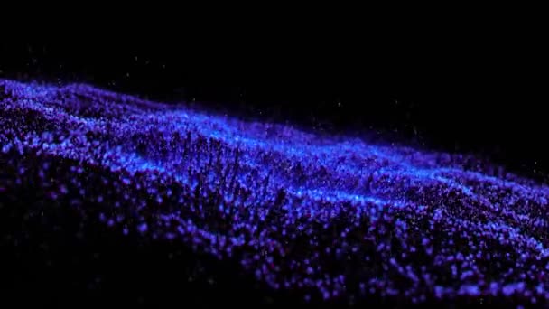 Siyah Arkaplanda Mavi Bükülmüş Veri Bağlantı Dalgalarının Animasyonu Dijital Olarak — Stok video