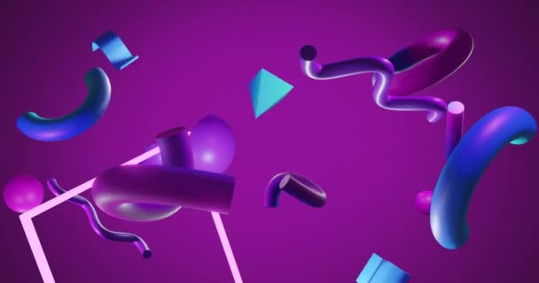 Animation Abstrakter Formen Auf Violettem Hintergrund Kommunikation Datenverarbeitung Kreativität Und — Stockvideo