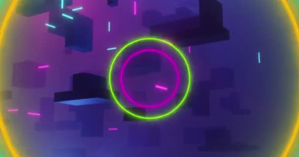 Animation Cubes Avec Des Cercles Colorés Fond Violet Communication Traitement — Video
