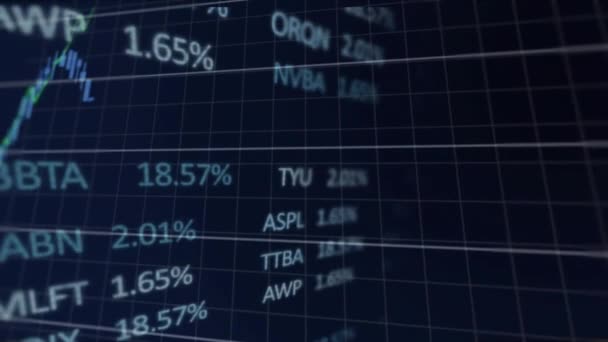 グリッドネットワーク上での金融 株式市場データ処理のアニメーション化 世界経済とビジネス技術の概念 — ストック動画