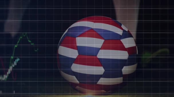 Animation Graphiques Chiffres Sur Section Basse Ballon Football Avec Drapeau — Video