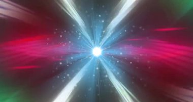 Işıldayan mavi ışık veri transferi tünelinin animasyonu. Küresel hesaplama, transfer ve veri işleme kavramı dijital olarak oluşturulmuş video.