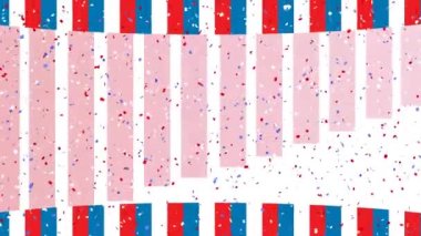 Amerika Birleşik Devletleri 'nin kırmızı, beyaz ve mavi renkli başkanlar günü metninin animasyonu. Amerikan geleneği ve kutlama konsepti dijital olarak oluşturulmuş video.