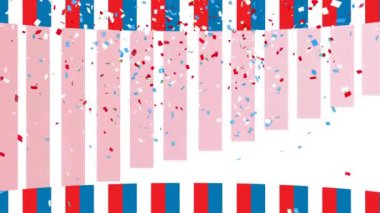 Amerika Birleşik Devletleri 'nin kırmızı, beyaz ve mavi renkli başkanlar günü metninin animasyonu. Amerikan geleneği ve kutlama konsepti dijital olarak oluşturulmuş video.