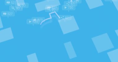 Simgelerle ve bağlantı ağlarıyla ai veri işleme animasyonu. Dijital olarak oluşturulmuş küresel yapay zeka, bağlantılar, hesaplama ve veri işleme kavramı.