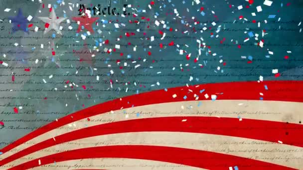 Animación Constitución Americana Estrellas Rojo Blanco Azul Los Estados Unidos — Vídeos de Stock