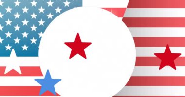 4 Temmuz Bağımsızlık Günü Animasyonu, Amerika Birleşik Devletleri 'nin kırmızı, beyaz ve mavisi üzerine yazılmış. Amerikan geleneği ve kutlama konsepti dijital olarak oluşturulmuş video.