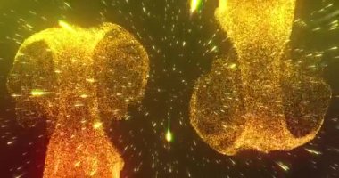 Siyah arkaplanda hareket eden parlak sarı ışık izlerinin animasyonu. Soyut, şablon ve hareket konsepti dijital olarak oluşturulmuş video.