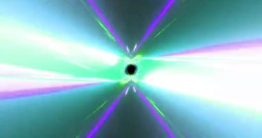 Parlayan ışık yollarının veri transferi tünelinin animasyonu. Küresel hesaplama, transfer ve veri işleme kavramı dijital olarak oluşturulmuş video.