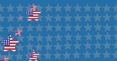 Yıldızların animasyonu ve Amerika Birleşik Devletleri 'nin kırmızı, beyaz ve mavisi. Amerikan geleneği ve kutlama konsepti dijital olarak oluşturulmuş video.