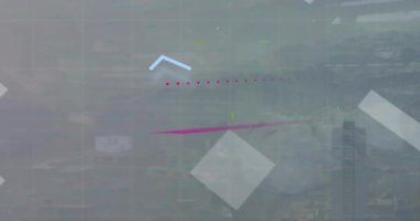 İstatistikler yerine ai veri işleme ve simgelerinin animasyonu. Dijital olarak oluşturulmuş küresel yapay zeka, hesaplama, transfer ve veri işleme kavramı.