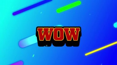 Vay be metninin canlandırması soyut desen üzerinde. Dijital olarak oluşturulmuş küresel sosyal medya, hesaplama ve veri işleme kavramı.