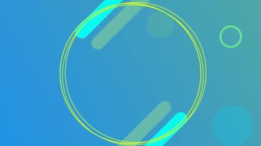 Neon halkaların soyut şablona göre animasyonu. Dijital olarak oluşturulmuş küresel bilgisayar ve veri işleme kavramı.