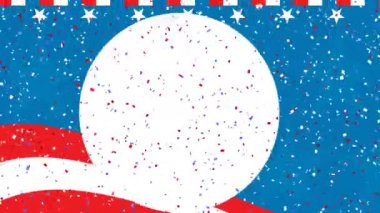 4 Temmuz Bağımsızlık Günü Animasyonu, Amerika Birleşik Devletleri 'nin kırmızı, beyaz ve mavisi üzerine yazılmış. Amerikan geleneği ve kutlama konsepti dijital olarak oluşturulmuş video.