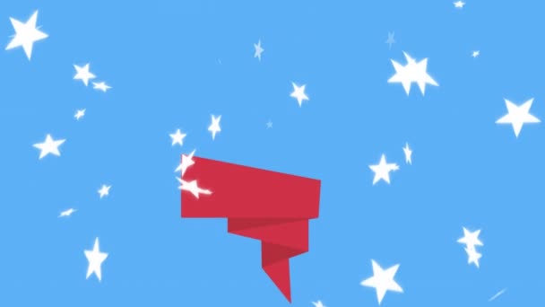 Animación Estatua Libertad Estrellas Rojas Sobre Bandera Estados Unidos América — Vídeos de Stock