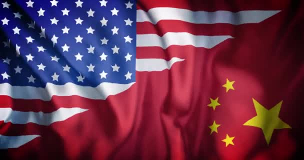 Animação Acenar Bandeira Combinada Estados Unidos China Conceito Relações Internacionais — Vídeo de Stock