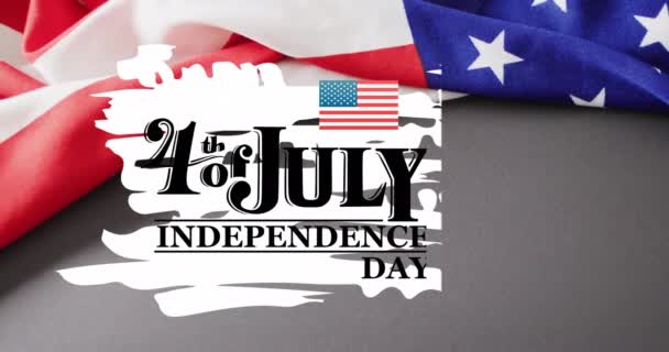 Animation Vom Juli Dem Unabhängigkeitstag Text Über Der Flagge Amerikas — Stockvideo