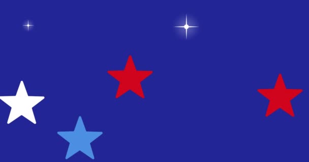 Animación Estrellas Rojo Blanco Azul Estados Unidos América Sobre Águila — Vídeos de Stock