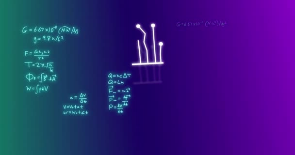 Animacja Przetwarzania Danych Oraz Ikony Wzorów Matematycznych Globalna Koncepcja Sztucznej — Wideo stockowe