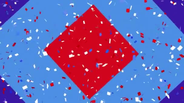Animasi Confetti Atas Bendera Dengan Warna Merah Putih Dan Biru — Stok Video
