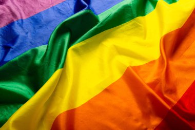 Gökkuşağı bayrağının tam kare görüntüsü, kopyalama alanı. Geçmişler, değiştirilmemiş, lgbtqia hakları, özgürlük, eşitlik, gurur kavramı.