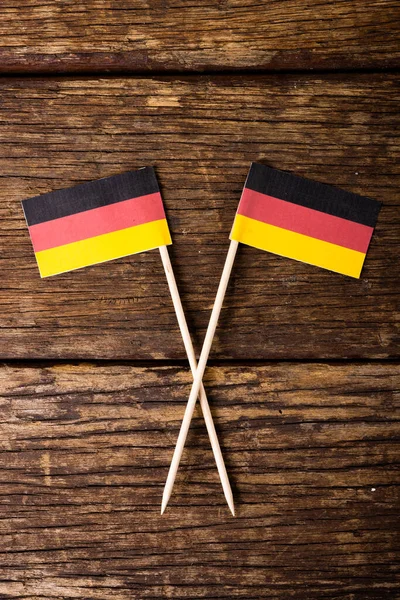 Overhead View German National Flag Wooden Table Copy Space Unaltered — Stock Photo, Image
