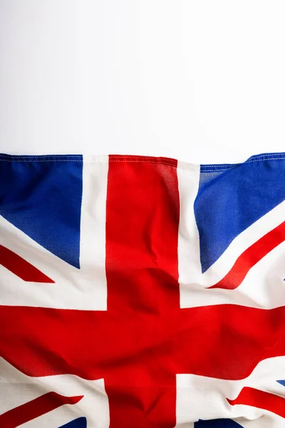 白い背景 コピースペースに対して隔離された英国の国旗の俯瞰図 愛国心 アイデンティティの概念 — ストック写真