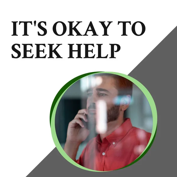 Skład Jest Porządku Aby Szukać Pomocy Sms Białego Człowieka Telefon — Zdjęcie stockowe
