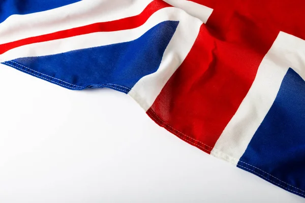 白の背景 コピースペースに対して隔離された英国の旗の高い角度ビュー 愛国心 アイデンティティの概念 — ストック写真