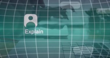 Sohbet simgeleriyle ai veri işleme animasyonu ve bilgisayarlı çeşitli iş adamları. Dijital olarak oluşturulmuş küresel yapay zeka, bağlantılar, hesaplama ve veri işleme kavramı.