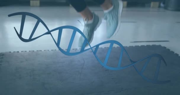 Animation Dna Streng Kaukasiske Kvinde Udøver Gym Sport Konkurrence Fitness – Stock-video