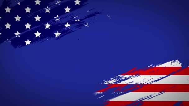Animace Textu Dne Nezávislosti Národní Vlajkou Ameriky Modrém Pozadí Digitálně — Stock video
