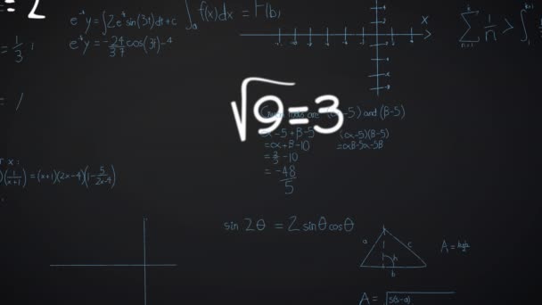 Animation Mathematical Equations Formulas Diagrams Floating Grey Background School Education — Stock Video