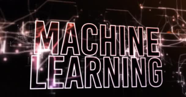 Animație Banner Text Învățare Automată Trasee Luminoase Fundal Negru Machine — Videoclip de stoc