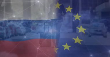 Sokakta akıllı telefon kullanarak tramvay çantalı iki ırklı kadınlara karşı bayrak sallama animasyonu. Yeniden kullanım ve geri dönüşüm kavramı