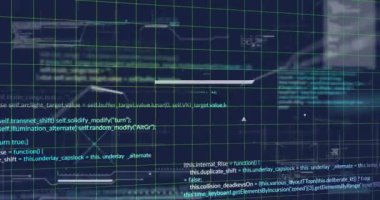 Mavi arkaplan ile şebeke üzerinden veri işleme arayüzünün canlandırması. Küresel ağ ve iş teknolojisi kavramı