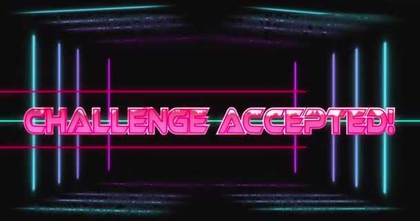 Animation Challenge Accepted Exclamation Lines Black Background Digitally Generated Hologram — Stock Video